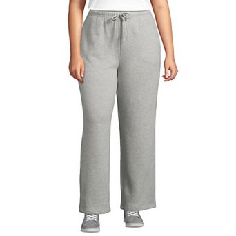 Plus Size Lands' End Fleece High-Rise Relaxed Straight Leg Pants
