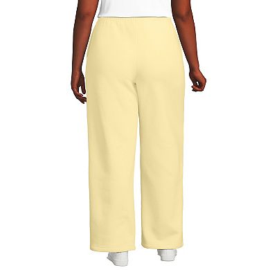 Plus Size Lands' End Fleece High-Rise Relaxed Straight Leg Pants