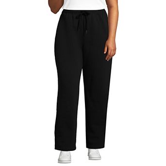 Plus Size Lands' End Fleece High-Rise Relaxed Straight Leg Pants