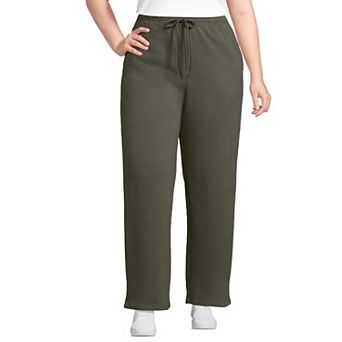 Plus Size Lands' End Fleece High-Rise Relaxed Straight Leg Pants