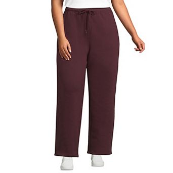 Plus Size Lands' End Fleece High-Rise Relaxed Straight Leg Pants