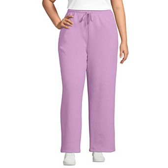 Plus Size Lands' End Fleece High-Rise Relaxed Straight Leg Pants