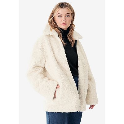 ellos Plus Size Reversible Faux Suede Sherpa Jacket