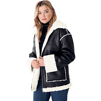 ellos Plus Size Reversible Faux Suede Sherpa Jacket