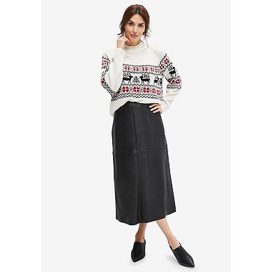 ellos Plus Size Fair Isle Mock Neck Sweater