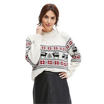 ellos Plus Size Fair Isle Mock Neck Sweater
