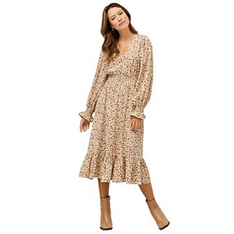 ellos Plus Size Smocked Waist Midi Dress