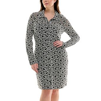 Women's Nicole Miller Slit Cuff Paisley Knit Shirtdress