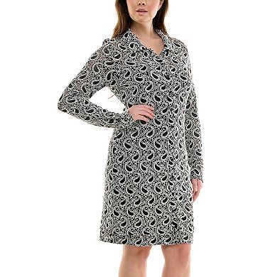 Women's Nicole Miller Slit Cuff Paisley Knit Shirtdress