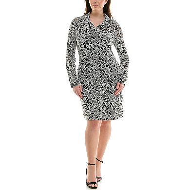Women's Nicole Miller Slit Cuff Paisley Knit Shirtdress