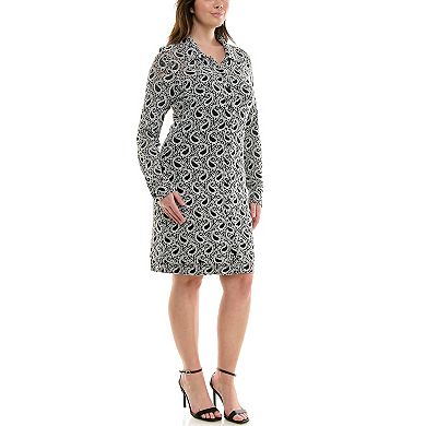 Women's Nicole Miller Slit Cuff Paisley Knit Shirtdress