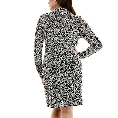 Women's Nicole Miller Slit Cuff Paisley Knit Shirtdress