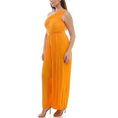 Women's Nicole Miller One Shoulder Pleated Jumpsuit