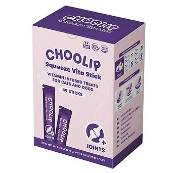 Choolip Squeeze Vita Stick - Joints Support - Natural Vitamin-Infused Cat and Dog Treats - 49 Sticks