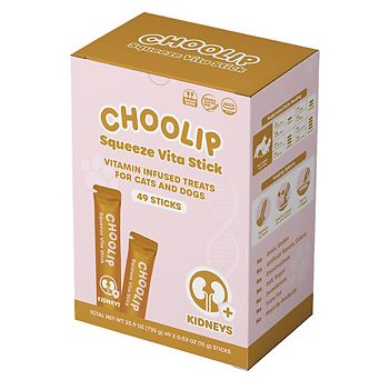 Choolip Squeeze Vita Stick - Kidneys Support - Natural Vitamin-Infused Cat and Dog Treat - 49 Sticks