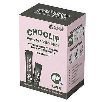 Choolip Squeeze Vita Stick - Liver Support - Natural Vitamin-Infused Cat and Dog Treats - 49 Sticks