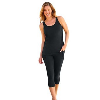 Swim 365 Women's Plus Size Longer-Length Scoop Neck Tankini Top