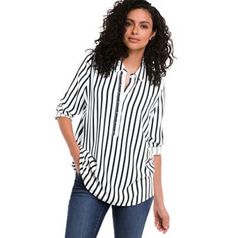 ellos Plus Size Button Placket Popover Tunic