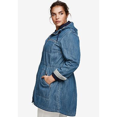 ellos Plus Size Hooded Anorak Denim Jacket