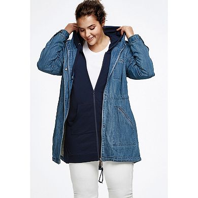 ellos Plus Size Hooded Anorak Denim Jacket