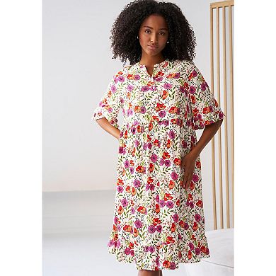 ellos Plus Size Ruffled Empire Dress