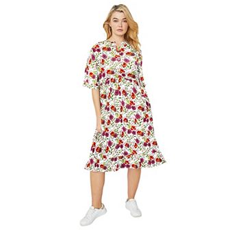 ellos Plus Size Ruffled Empire Dress