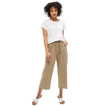 ellos Plus Size Linen-Blend Drawstring Capris