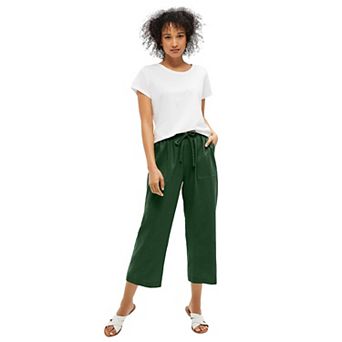 ellos Plus Size Linen-Blend Drawstring Capris