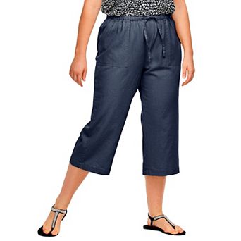 ellos Plus Size Linen-Blend Drawstring Capris