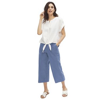 ellos Plus Size Linen-Blend Drawstring Capris