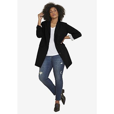 ellos Plus Size Long Boyfriend Blazer