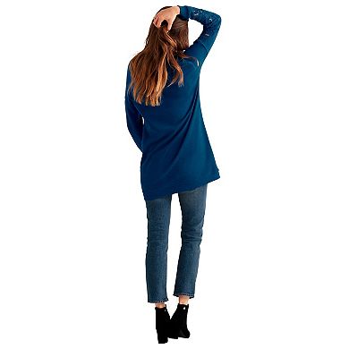 ellos Plus Size French Terry Lace Trim Sweatshirt Tunic