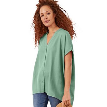 ellos Plus Size Oversized Linen-Blend Tunic