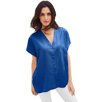 ellos Plus Size Oversized Linen-Blend Tunic