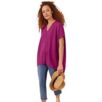 ellos Plus Size Oversized Linen-Blend Tunic
