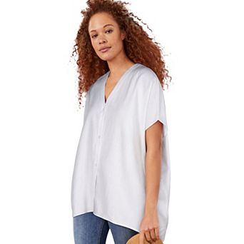 Ellos Plus Size Oversized Linen-Blend Tunic