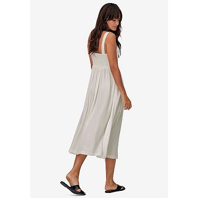 ellos Plus Size Button-Front A-Line Midi Dress