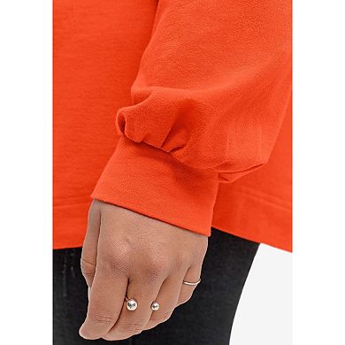 ellos Plus Size French Terry Blouson Sleeve Sweatshirt Tunic
