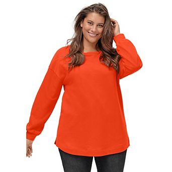 ellos Plus Size French Terry Blouson Sleeve Sweatshirt Tunic