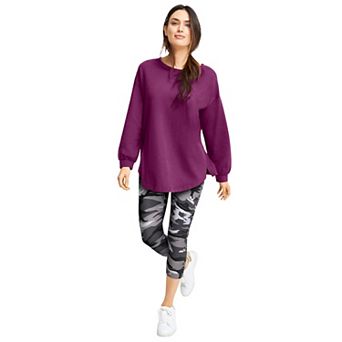 ellos Plus Size French Terry Blouson Sleeve Sweatshirt Tunic