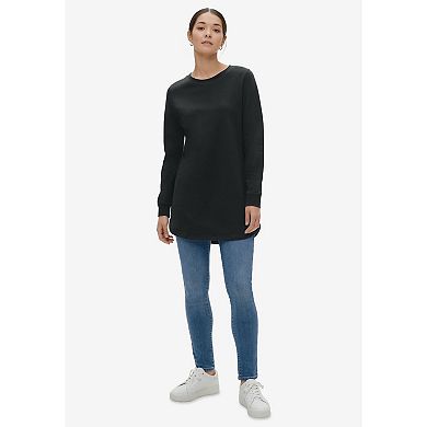 ellos Plus Size French Terry Sweatshirt Tunic With Shirttail Hem