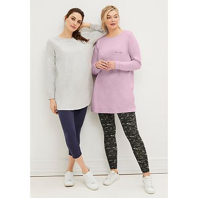 Ellos Plus Size French Terry Sweatshirt Tunic With Shirttail Hem