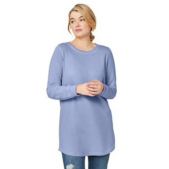 ellos Plus Size French Terry Sweatshirt Tunic With Shirttail Hem