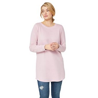 ellos Plus Size French Terry Sweatshirt Tunic With Shirttail Hem