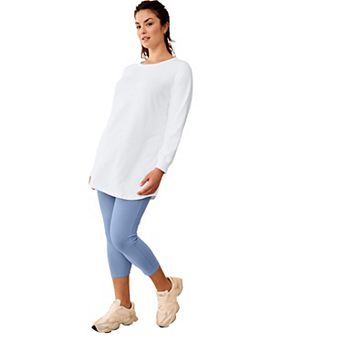 ellos Plus Size French Terry Sweatshirt Tunic With Shirttail Hem