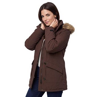 Ellos Plus Size Faux Fur Trim Two-Way Zip-Front Mid-Length Parka