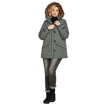 ellos Plus Size Faux Fur Trim Parka