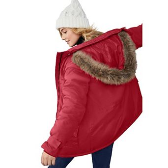 ellos Plus Size Faux Fur Trim Parka