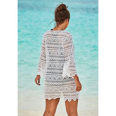 Swim 365 Women's Plus Size Scallop Lace Cover Up