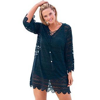 Swim 365 Women's Plus Size Scallop Lace Cover Up